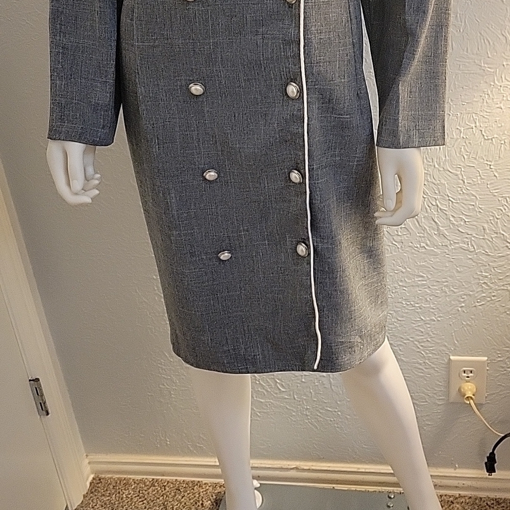 VTG CALIFORNIA LOOKS 1980s Double Breasted Long Sleeve Academia Power Dress - Picture 4 of 10